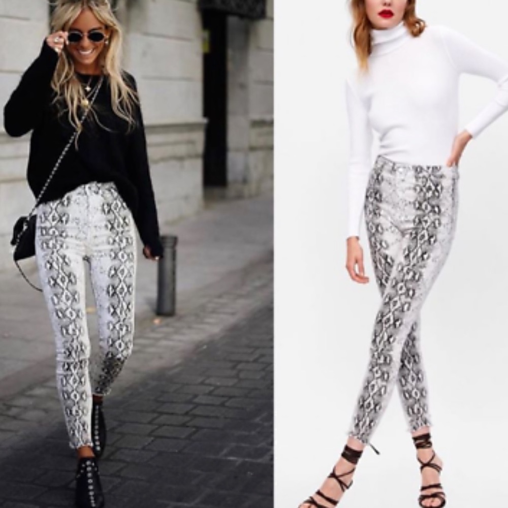 Zara Snake Print High Rise Denim